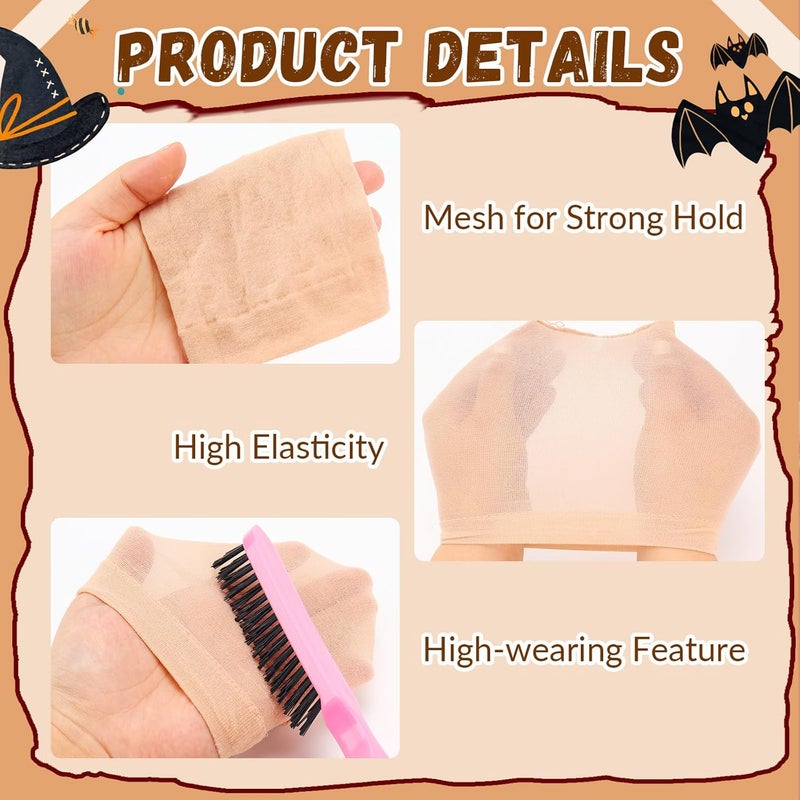 JOLYEAK 2 pcs Bald Caps Latex Bald Cap with Nylon Wig Caps Makeup Costume Accessories Adult Cosplay Party Supplies - Image 4